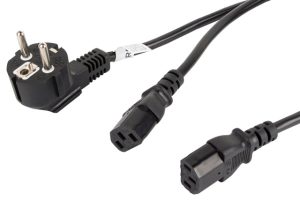 Кабел Lanberg CEE 7/7 -> 2X IEC 320 C13 power cord 2m VDE black