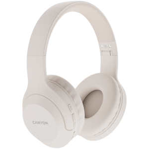 CANYON BTHS-3 Bluetooth headset,with microphone BT V5.1 JL6956 battery 300mAh Type-C charging plug PU material size:168*190*78mm charging cable 30cm and audio cable 100cm Beige