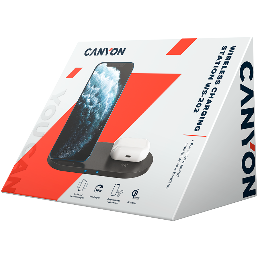 Wireless charger Canyon WS-202 10W 2in1 Black (CNS-WCS202) - Image 3