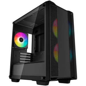 DeepCool CC360 ARGB Mid Tower Mini-ITX/Micro-ATX 1xUSB3.0 1xUSB2.0 1xAudio 3x120mm Pre-Installed ARGB Fans Tempered Glass Mesh Panel Black