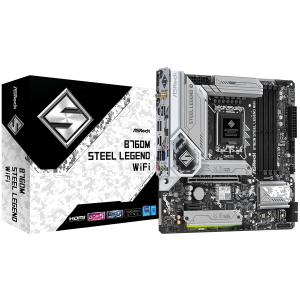 ASROCK MB Desktop B760M Steel Legend (S1700 4x DDR5 1x PCIe 5.0 x16 1x PCIe 4.0 x16 3x Hyper M.2 PCIe Gen4x4 4x SATA3 2x USB-C 9x USB 3.2 6x USB 2.0 1xRJ-45 2.5GB Wi-Fi 6E BT 5.3 1x HDMI 1x DP micro ATX