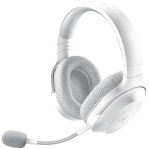Razer Barracuda X Mercury White Wireless Multi-platform Gaming and Mobile Headset Razer TriForce 40mm Drivers Detachable HyperClear Cardioid Mic Ultra-soft FlowKnit mem foam 7.1 audio 50hrs Dual Wireless Type-C Compt PC PlSt MD Ad iOs