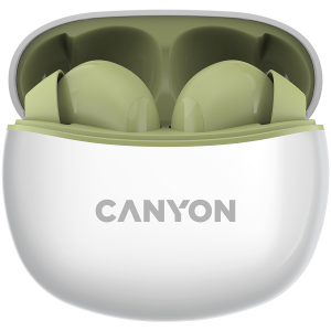CANYON TWS-5 Bluetooth headset with microphone BT V5.3 JL 6983D4 Frequence Response:20Hz-20kHz battery EarBud 40mAh*2+Charging Case 500mAh type-C cable length 0.24m Size: 58.5*52.91*25.5mm 0.036kg Green