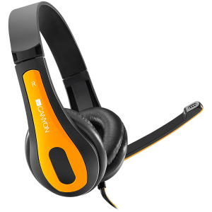 CANYON entry price PC headset combined 3,5 plug leather pads Black-yellow