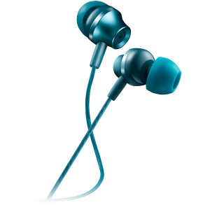 CANYON Stereo earphones with microphone metallic shell 1.2M blue-green