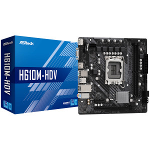 ASROCK Main Board Desktop H610M-HDV (S1700 2x DDR4 1x PCIe x16 1x PCIe x1 4x SATA3 6.0Gb/s 4x USB 3.2 6x USB 2.0 1x VGA 1x HDMI 1x DP 1.4 1x GLAN mATX) Retail
