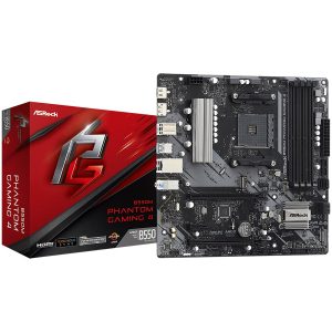 ASROCK Main Board Desktop B550M PHANTOM GAMING 4 (AM4 B550 4xDDR4 1xPCIe 4.0 x16 1xPCI 3.0x16 1xPCIe 3.0x1 4xSATA 1xM.2 PCIe Gen4x4 1xM.2 8xUSB3.2 Gen1 6xUSB2.0 HDMI DP GLAN mATX Retail)
