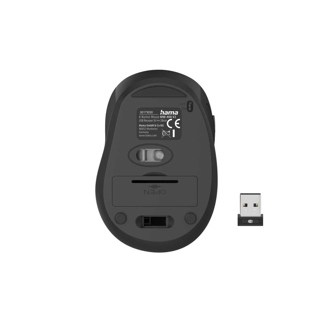 Безжична мишка Hama MW-400 V2, 6-бутонна, Ергономична, USB, Зелена - Image 3