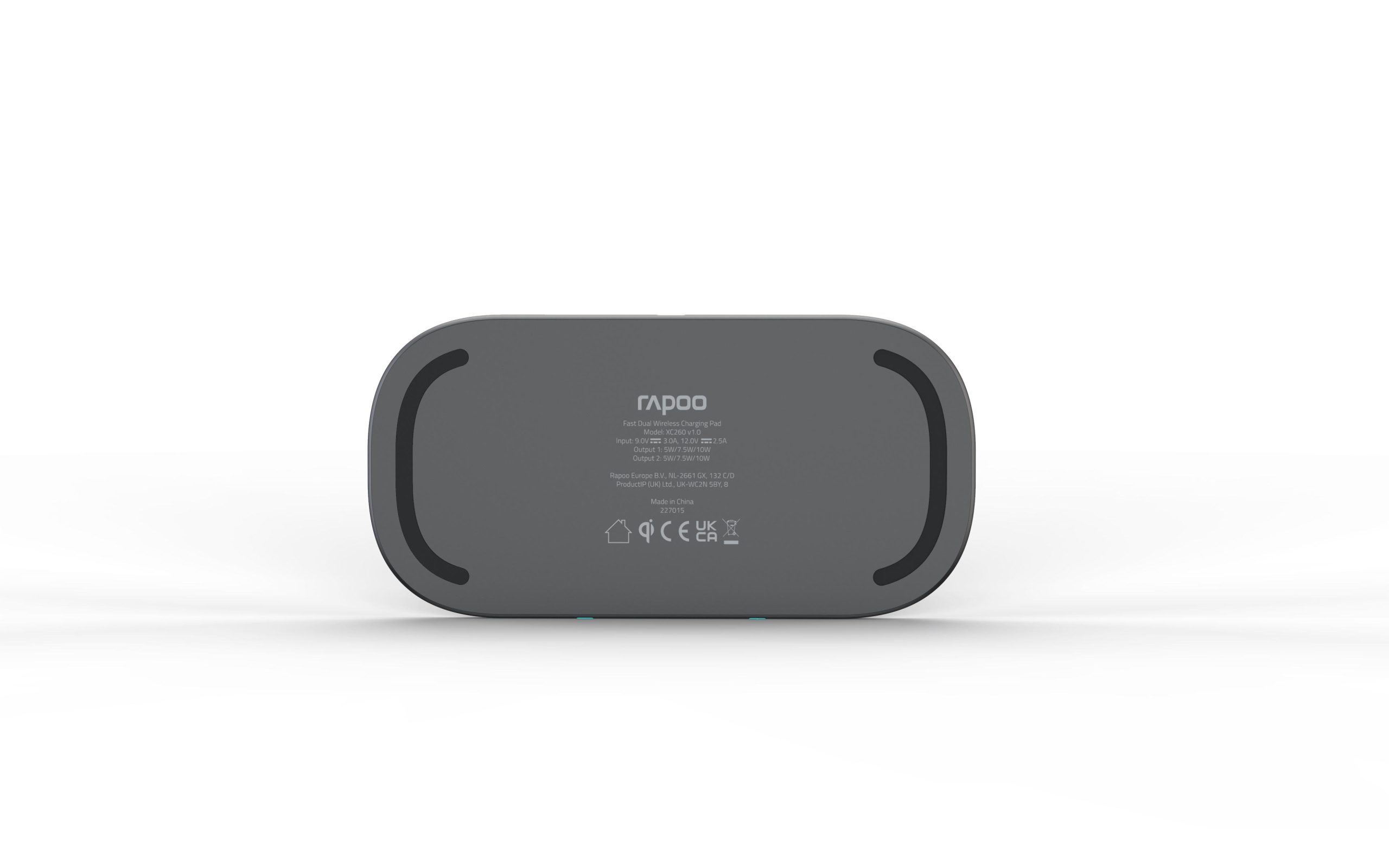 Безжично зарядно RAPOO XC260, Qi, Двойно, 5W/7.5W/10W, Черен - Image 6