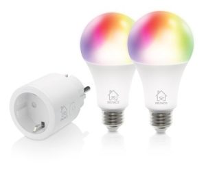 Смарт комплект DELTACO SH-KIT01, Контакт, 2 x LED крушки, Google Assistant, Alexa
