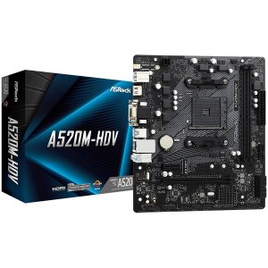 ASROCK Main Board Desktop A520M-HDV (AM4 2xDDR4 PCIe 3.0 x16,PCIe 3.0 x1 M.2 4 SATA3 D-Sub DVI HDMI mATX retail)