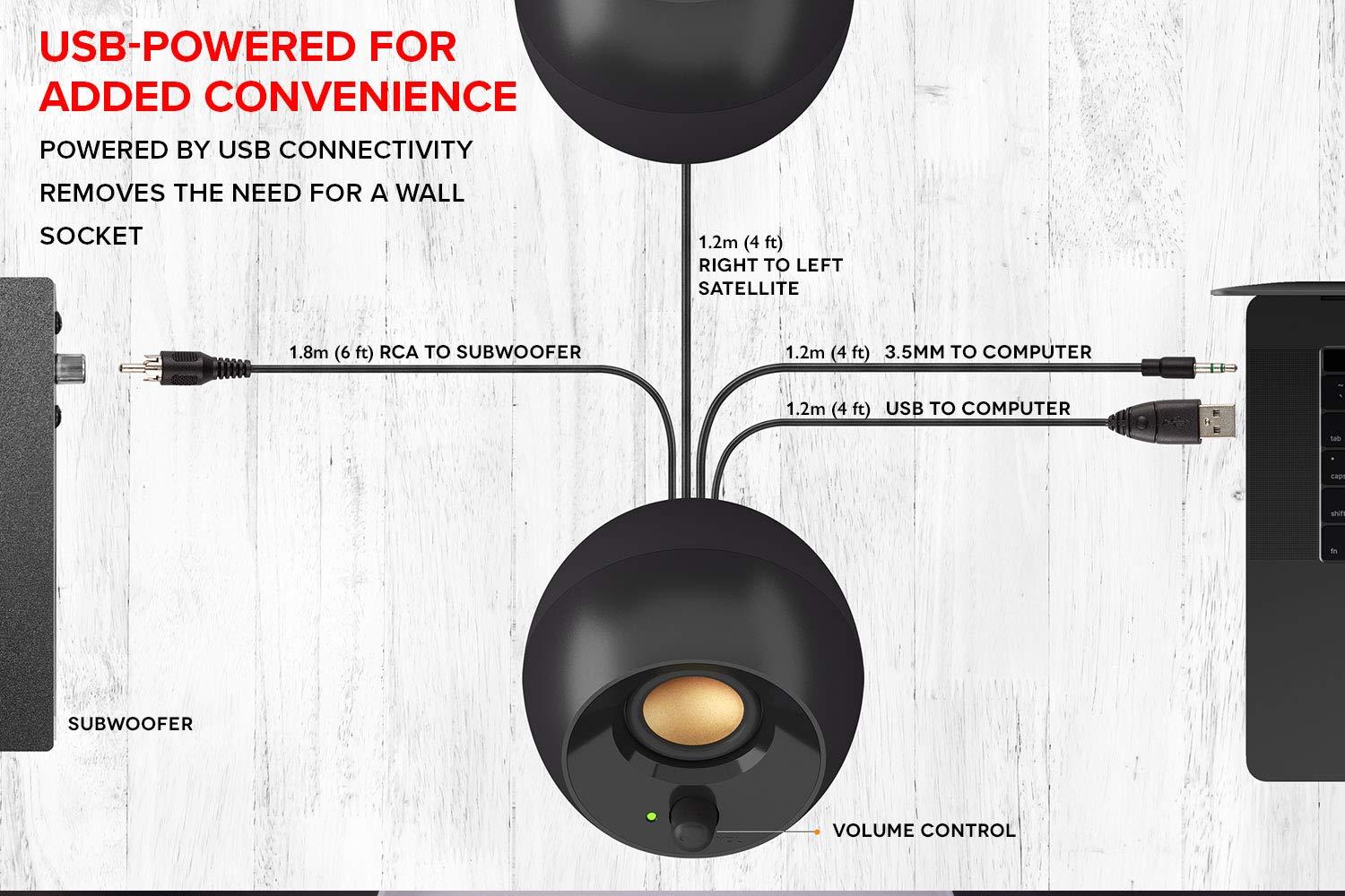 Озвучителна система Creative PEBBLE Plus 2.1, USB, Черен - Image 6