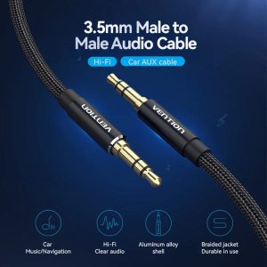 Vention Аудио Кабел 3.5mm Audio Cable  M/M Cotton Braided 0.5m - BAWBD