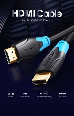 Vention Кабел HDMI v2.0 M / M 4K/60Hz Gold - 0.75M Black - AACBE