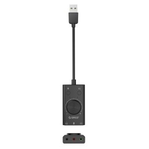 Orico външна звукова карта USB Sound card - 2 headphones, mic, volume - SC2-BK