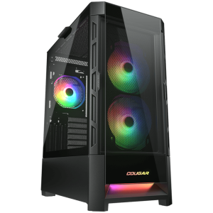 COUGAR DUOFACE RGB (Black) Mid Tower Tempered Glass + Mesh Front Panels 3x 140 ARGB Fans RGB Button 4mm Tempered Glass Mini ITX / Micro ATX / ATX USB 3.0 x 2 USB 2.0 x 1 Mic + Audio x 1