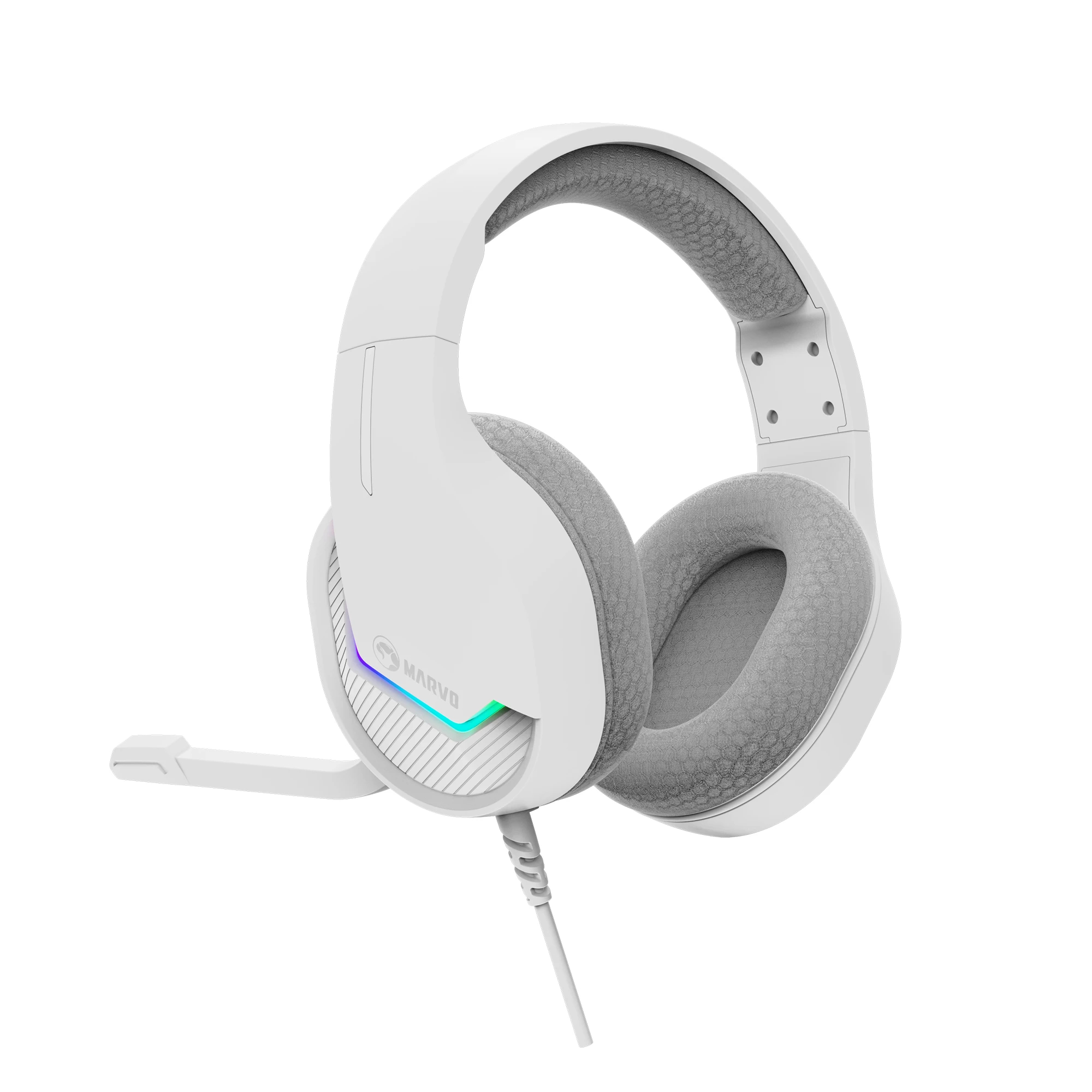 Marvo геймърски слушалки Gaming Headphones H8618 White - 50mm, USB, RGB - Image 3