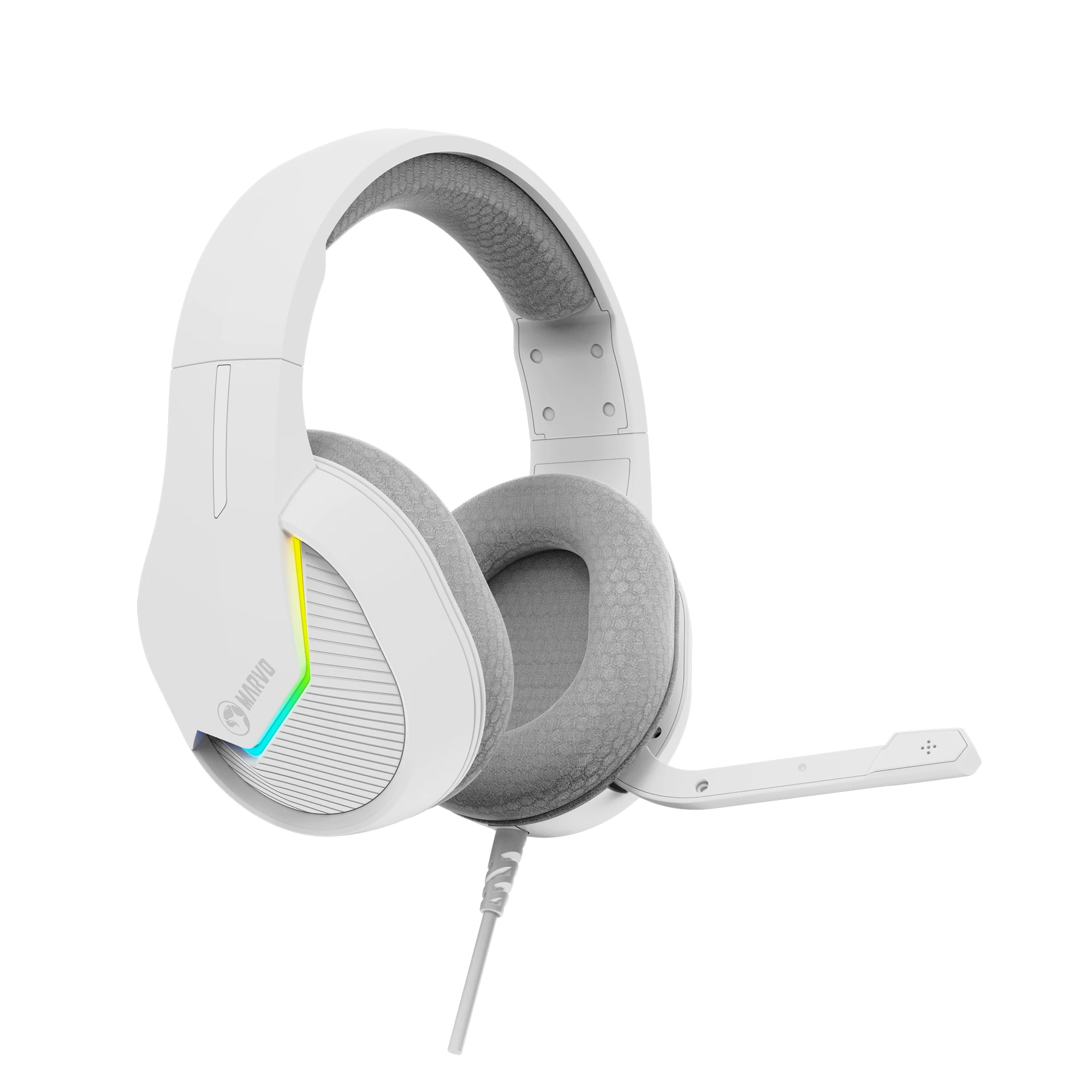 Marvo геймърски слушалки Gaming Headphones H8618 White - 50mm, USB, RGB - Image 5