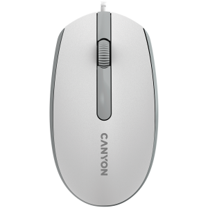 Canyon Wired  optical mouse with 3 buttons DPI 1000 with 1.5M USB cable,White grey 65*115*40mm 0.1kg