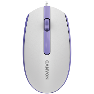 Canyon Wired  optical mouse with 3 buttons DPI 1000 with 1.5M USB cable,White lavender 65*115*40mm 0.1kg
