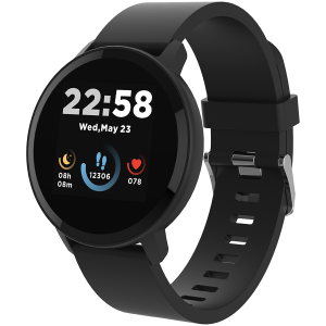 CANYON Lollypop SW-63 Smart watch 1.3inches IPS full touch screen Round watch IP68 waterproof multi-sport mode BT5.0 compatibility with iOS and android black Host: 25.2*42.5*10.7mm Strap: 20*250mm 45g
