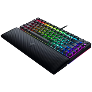 Razer BlackWidow V4 75% Gaming Keyboard US Layout Razer Chroma RGB Hot-swappable Design Detachable Type C Cable PCB & Case sound dampening foam Up to 8,000 Hz polling rate Doubleshot ABS Keycaps Magnetic Plush Leatherette