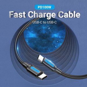 Vention Кабел USB 2.0 Type-C to Type-C - 1.5M Black 5A Fast Charge - COTBG