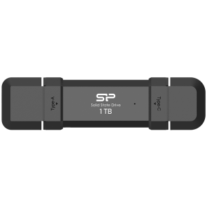Silicon Power 1TB DS72 Dual USB-C/USB 3.2 Gen 2 Portable External SSD Steam Deck and iPhone 15 Pro R/W: up to 1050MB/s; 850MB/s Black