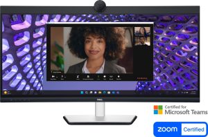 Монитор, Dell P3424WEB, 34" Curved Video Conferencing, WQHD AG, IPS, 21:9, 5ms, 1000:1, 300 cd/m2, (3440x1440 ), 99% sRGB, HDMI, DP, USB-C, USB 3.2 hub, RJ45, ComfortView Plus, Height Adjustable, Swivel, Tilt, Black
