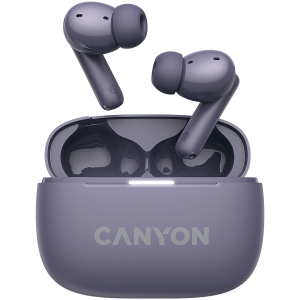 CANYON OnGo TWS-10 ANC+ENC Bluetooth Headset microphone BT v5.3 BT8922F Frequence Response:20Hz-20kHz battery Earbud 40mAh*2+Charging case 500mAH type-C cable length 24cm,size 63.97*47.47*26.5mm 42.5g Purple