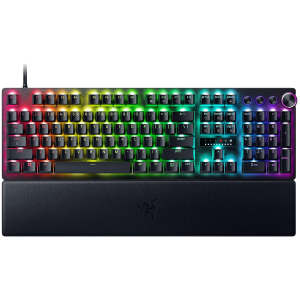 Huntsman V3 Pro - US Layout Gaming Keyboard Analog Optical Switch Gen-2 Razer Chroma RGB Magnetic Firm Leatherette Wrist Rest Multi-function Dial with 3 dedicated button Detachable Type-C Cable Doubleshot PBT Keycaps 1000 Hz Polling Rate