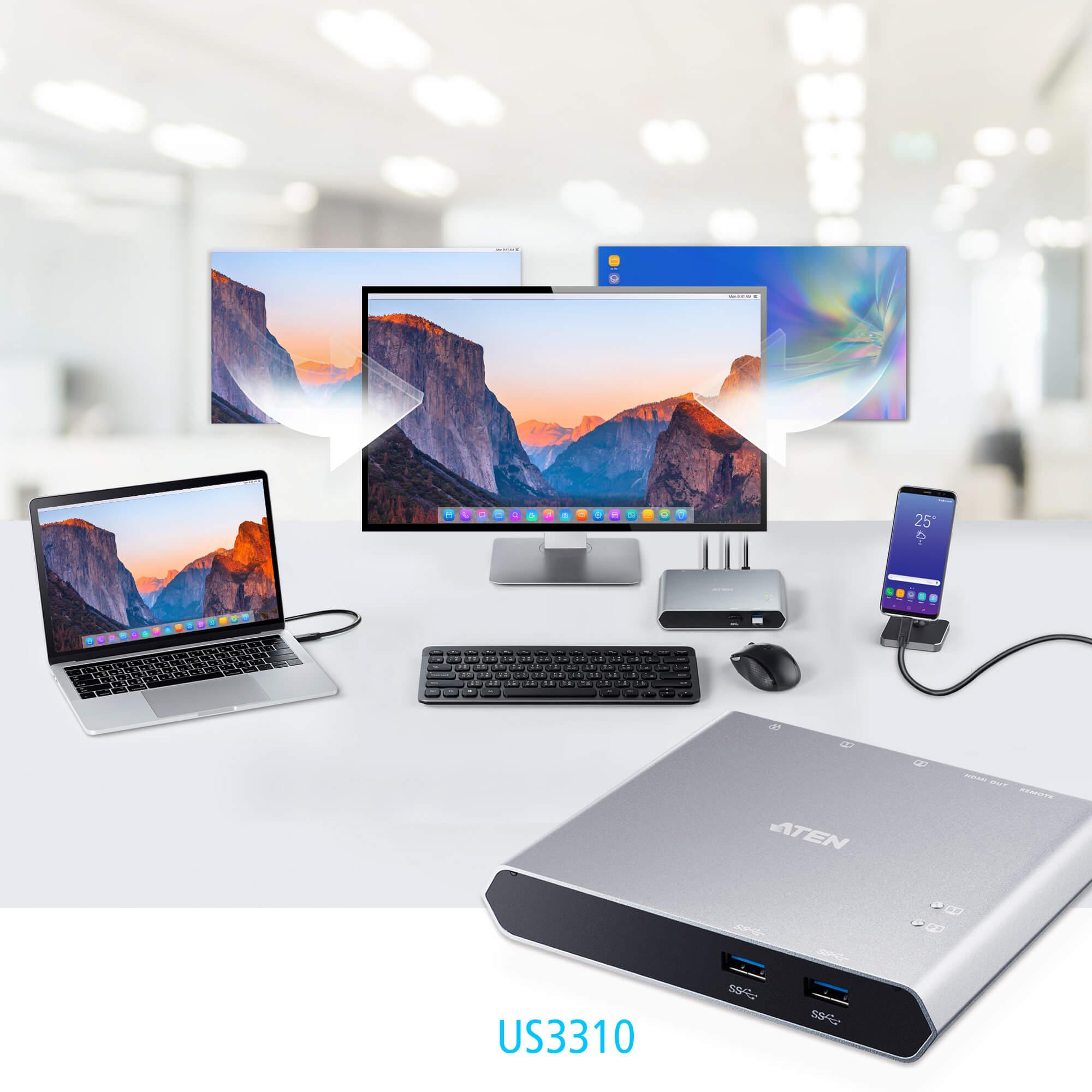 KVM превключвател, ATEN US3310, 2-портов, 4K, HDMI, USB-C - Image 4