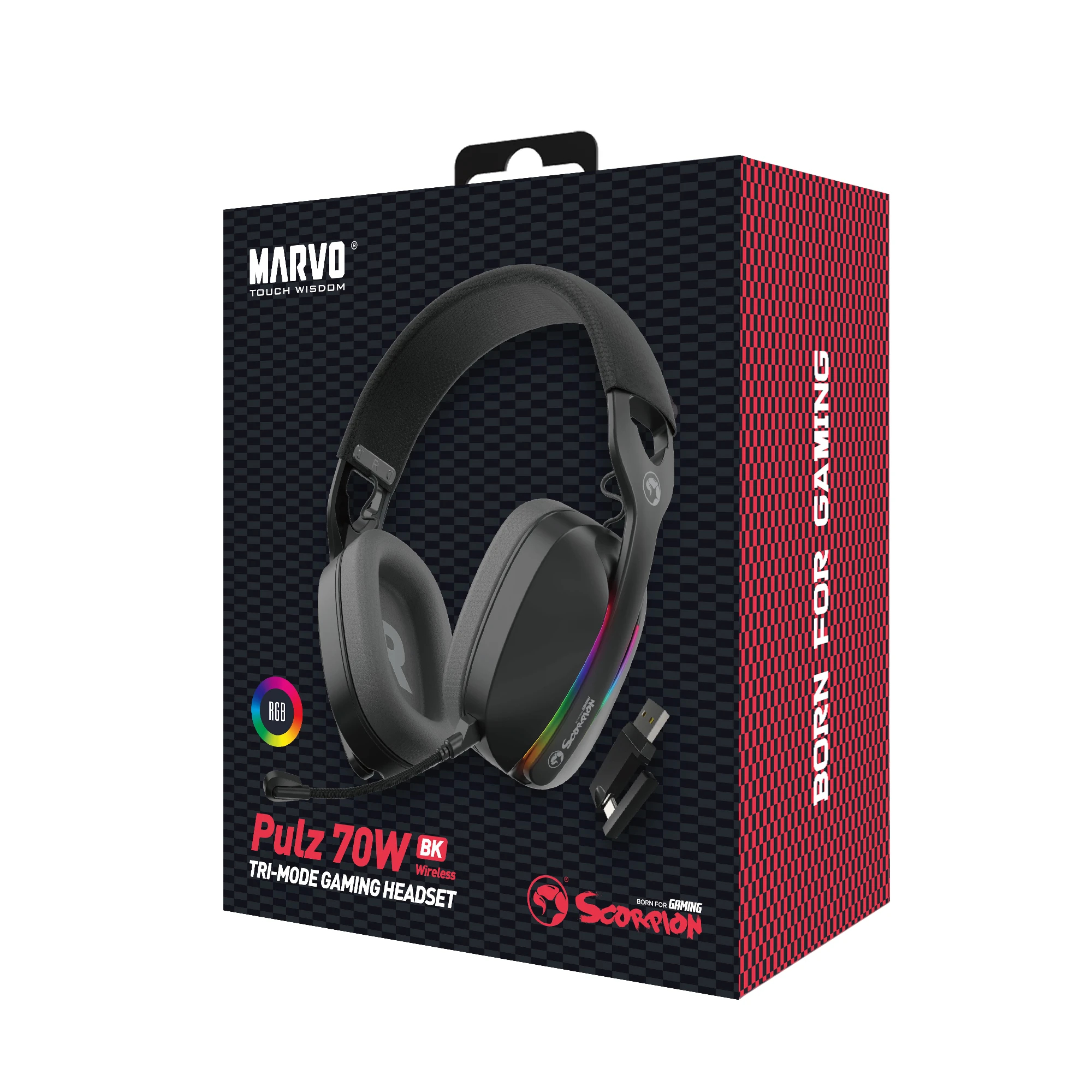 Marvo безжични геймърски слушалки Gaming Headphones Pulz 70W - Bluetooth, 2.4G - MARVO-HG9086W - Image 7