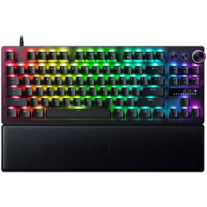 Razer Huntsman V3 Pro Tenkeyless Gaming keyboard Analog Optical Switch gen2 Razer Chroma RGB Magnetic Firm Leatherette Wrist Rest Multi-function Dial with 3 dedicated button Detachable Type C Cable 1000 Hz Polling Rate Brushed Aluminum Alloy
