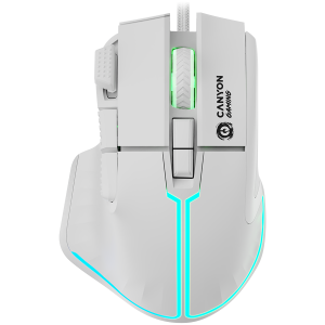 CANYON Fortnax GM-636 9keys Gaming wired mouse,Sunplus 6662 DPI up to 20000 Huano 5million switch RGB lighting effects 1.65M braided cable ABS material. size: 113*83*45mm weight: 102g White