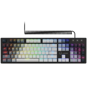 LORGAR Azar 514 Wired mechanical gaming keyboard RGB backlight 1680000 colour variations 18 modes keys number: 104 50M clicks linear dream switches spring cable up to 3.4m ABS plastic+metal magnetic cover 450*136*39mm 1.17kg white EN layout