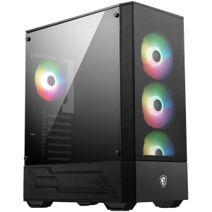 MSI MAG FORGE 112R Mid-Tower ATX/M-ATX/ITX 2x USB 3.2 Gen 1 Type-A 1x Audio/1x Mic Insta-light Loop Button ARGB Hub 4x 120mm ARGB Fans 4mm Tempered Glass