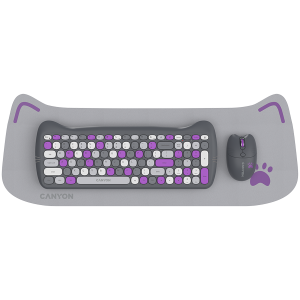 CANYON set HSET-W6 Keyboard+Mouse Kitty Edition AAA+АА Wireless Violet