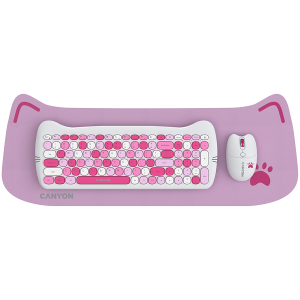 CANYON set HSET-W6 Keyboard+Mouse Kitty Edition AAA+АА Wireless Pink