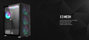 Montech кутия X3 MESH, Mid-tower Case, TG, 6 fixed RGB Fans, Black