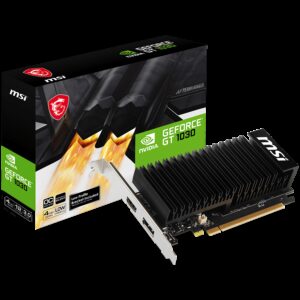 MSI Video Card Nvidia GeForce GT 1030 4GHD4 LP OC 4GB DDR4 64-bit 2100MHz Memory Speed 1430MHz Boost 384 CUDA Cores 1x DisplayPort 1.4a HDMI 2.1 300W Recommended PSU 3Y