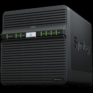 Synology DiskStation DS423 Tower 4-Bays 3.5'' SATA HDD/SSD CPU 4-core 1.7 GHz 2 GB DDR4 non-ECC 2 x 1GbE RJ-45 2 X USB 3.2 2.21 kg 2y
