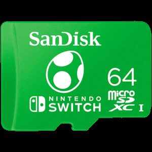 SanDisk Nintendo MicroSDXC UHS-I card for Nintendo Switch Yoshi Edition- 64GB Up to 100MB/s read; up to 90MB/s write EAN: 619659204518