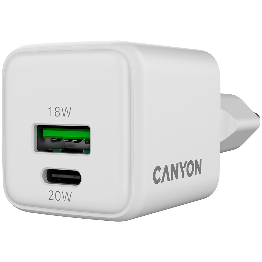CANYON charger CU20AC GaN 20W 1xPD 1xQC EU White - Image 3