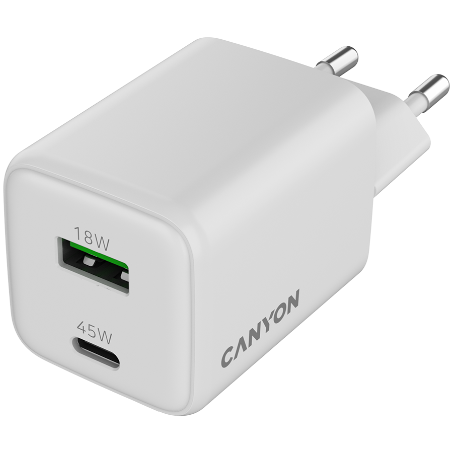 CANYON charger CU45AC GaN 45W 1xPD 1xQC EU White - Image 4