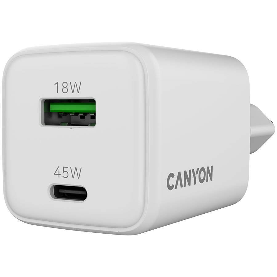 CANYON charger CU45AC GaN 45W 1xPD 1xQC EU White - Image 5