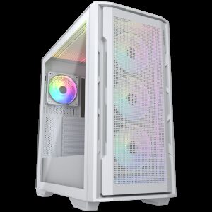 COUGAR | Uniface RGB White | PC Case | Mid Tower / Mesh Front Panel / 4 x 120mm ARGB Fans / TG Left Panel / White