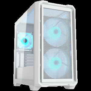 COUGAR | MX600 Mini RGB White | PC Case | Mini Tower / Mesh Front Panel / 2 x 160mm + 1 x 120mm Fans / Transparent Left Panel