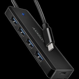 AXAGON HUE-C1C 4x USB3.2 Gen 1 Travel hub USB-C power IN w. 20cm Type-C cable