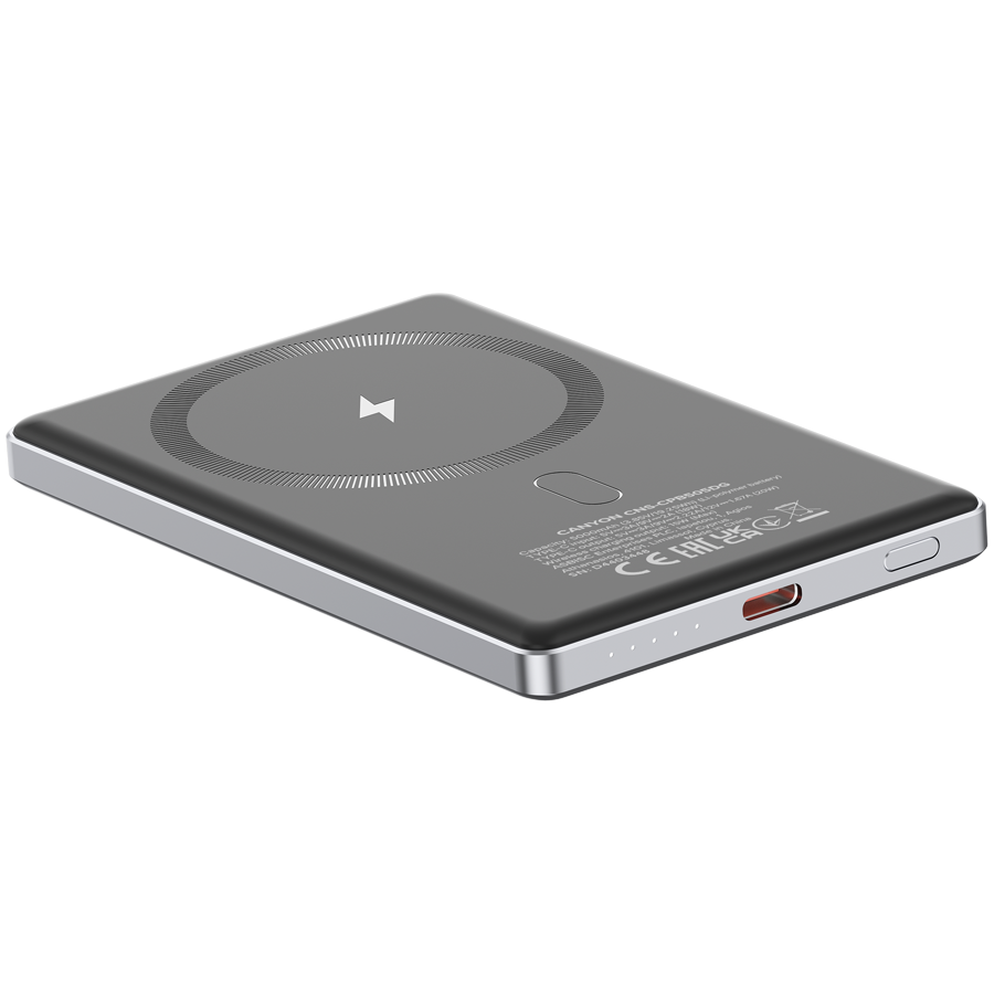 CANYON power bank OnPower 505 slim Magsafe 5000 mAh PD20W Dark Grey - Image 5